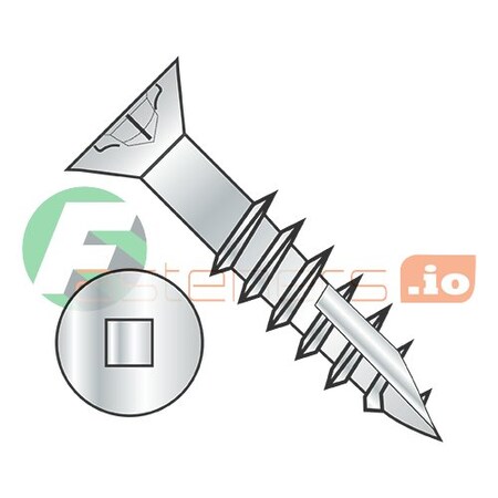 Newport Fasteners Wood Screw, #8, 3-1/2 in, Zinc Plated Steel Flat Head Square Drive, 1500 PK 135673